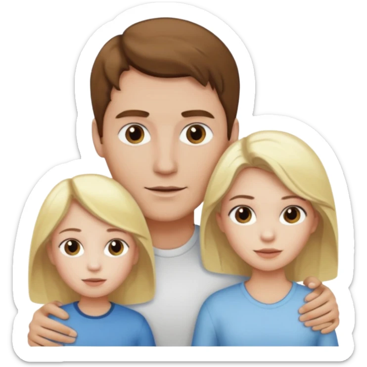 man with brown hair and white skin and woman with blonde hair and white skin couple with 1 kid with blonde hair and white skin sticker