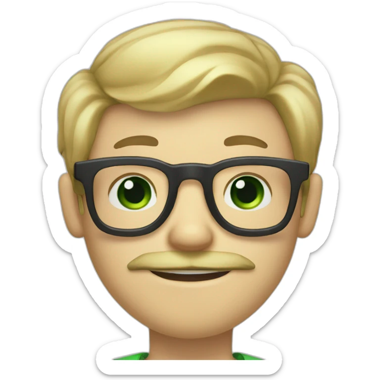 blonde boy with mustache and beard on his chin green eyes and glasses and who is winking one eye sticker