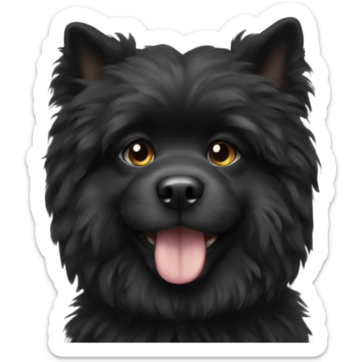 fluffy black dog  sticker