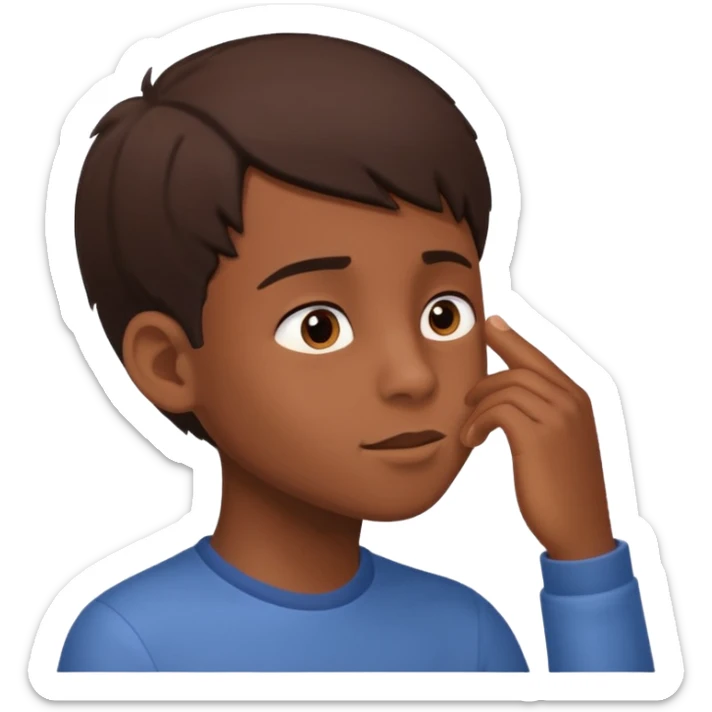 A boy showing right cheek to her mother asking for a gentle playful slap only boy no picture of mother included in emoji
Give side view of right cheek sticker