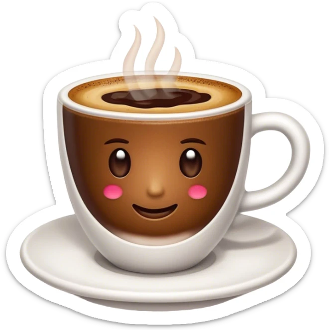 Cinematic Realistic Turkish Coffee Drink Emoji, depicted as a small cup of strong, aromatic coffee with thick foam rendered with detailed textures and warm, inviting lighting. sticker