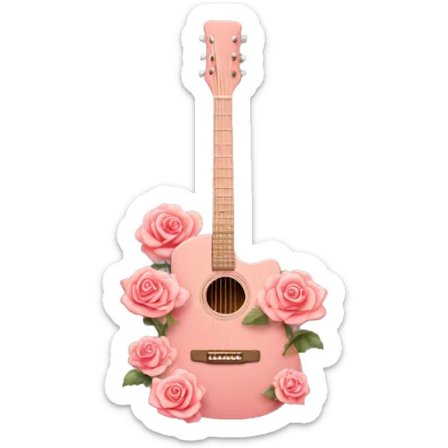 Guitar but rose color with roses  sticker