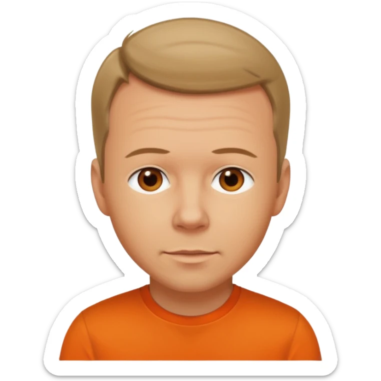 Donnie Wahlberg brown eyes,dark blonde hair, orange shirt  sticker