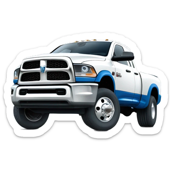Dodge ram 3500 dually with white paint faded to blue  sticker