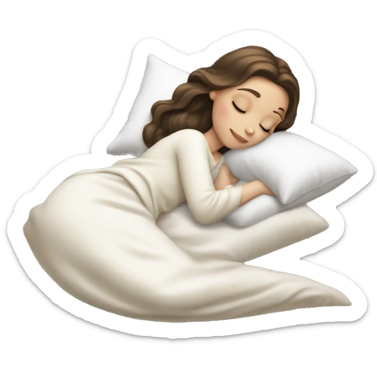 sleeping beauty brunette white girl with a silk pillow sticker