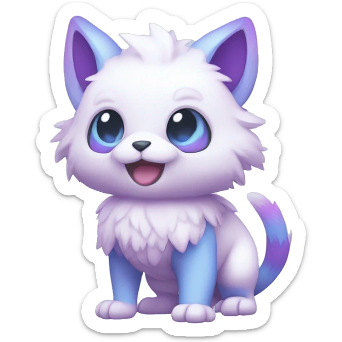 Cute cool white blue purple pink animal hybrid Fakemon full body sticker