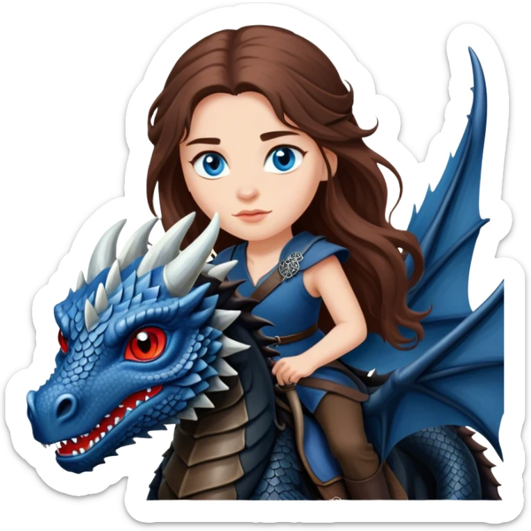 Me, a white female with long brown hair, and blue eyes, riding a very black Game of Thrones dragon with hints of red, to your work sticker