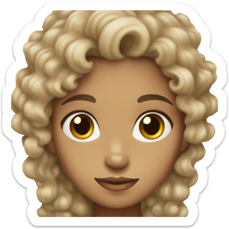 girl with light brown skin and dark brown eyes and dark brown curly hair sticker