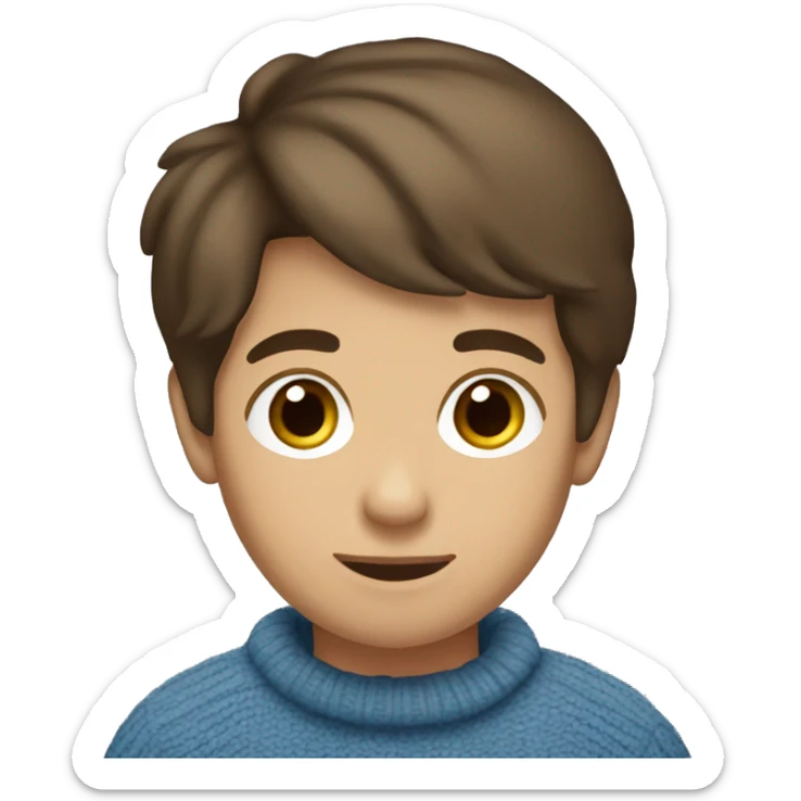 winter, christmas, hispanic, short brown hair, boy, brown eyes, child, full body, blue sweater sticker