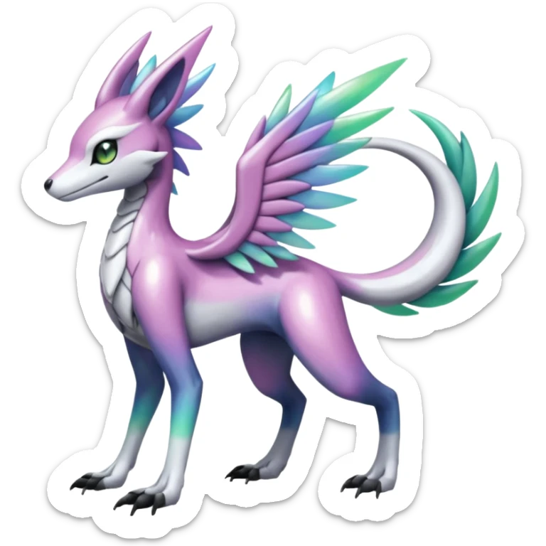 Meloetta-Sergal-Palkia-hybrid-fusion-Fakémon-creature, full body sticker