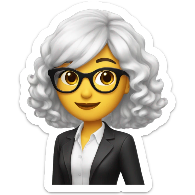 Chica blanca cabello color negro corto hasta los hombros y lentes  sticker