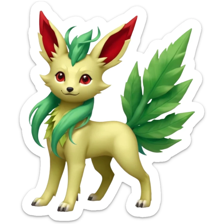 Vulpine-Amaura-Leafeon-Fakémon-Digimon-fusion (full body) sticker