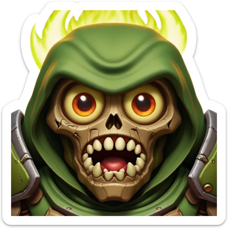 3D, cinematic ultra detailed 32k HD Doom srhoom in pvz 1, brought to life with stunning visual details, each lash, eye, and hair is shown in stunning detail, rich textures, visually rich, so lifelike that it feels like it could leap off the page at any moment sticker