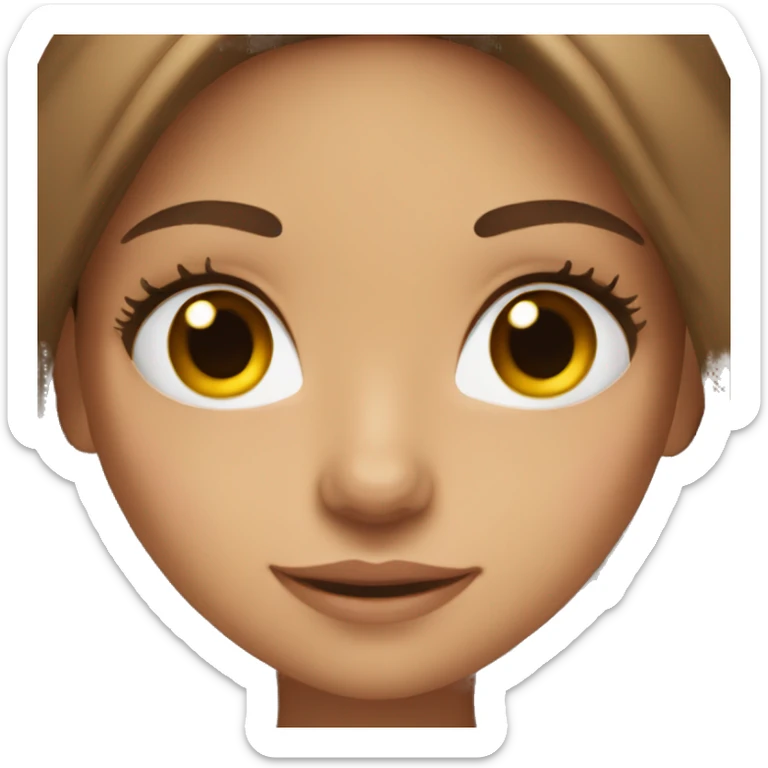 girl with long brown hair and brown eyes and lashes sticker