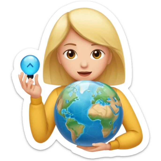 bola del mundo internet y una cara en medio mirando un movil sticker