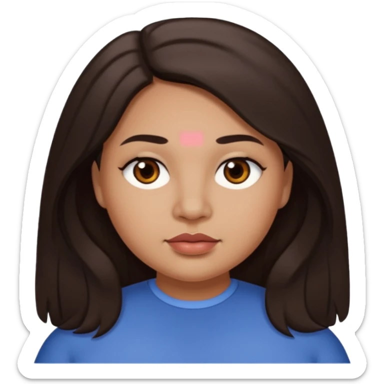 My hair and eyes are dark brown, I'm a little chubby, my eyes aren't round, nor is my face, my eyes are a little narrow, my jaw and chin are nicely defined, my hair can be said to be long, my lips are nicely proportioned, but not too big, they're medium sized sticker