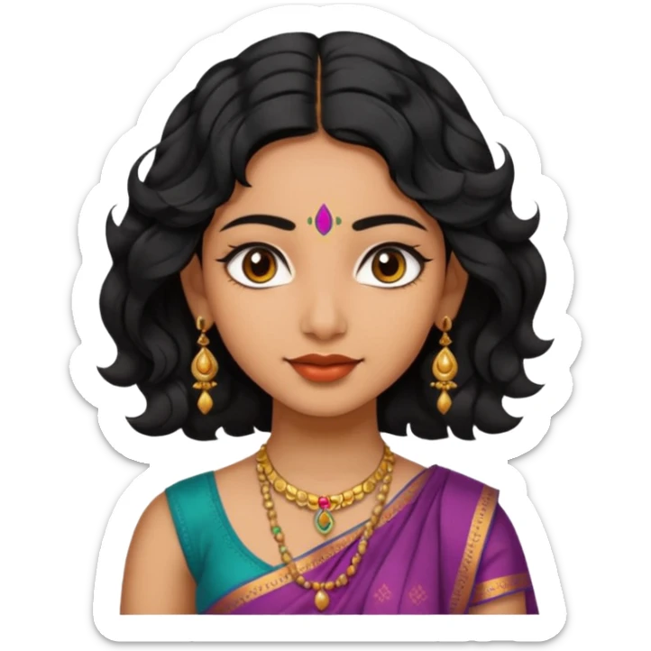 Indian fat girl south Indian wavy short black hair tan darker skin sticker