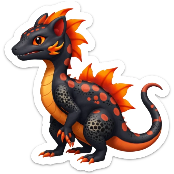 Magmatic furry spotted Salandit-Noibat-Litten-Hybrid (Full body) sticker