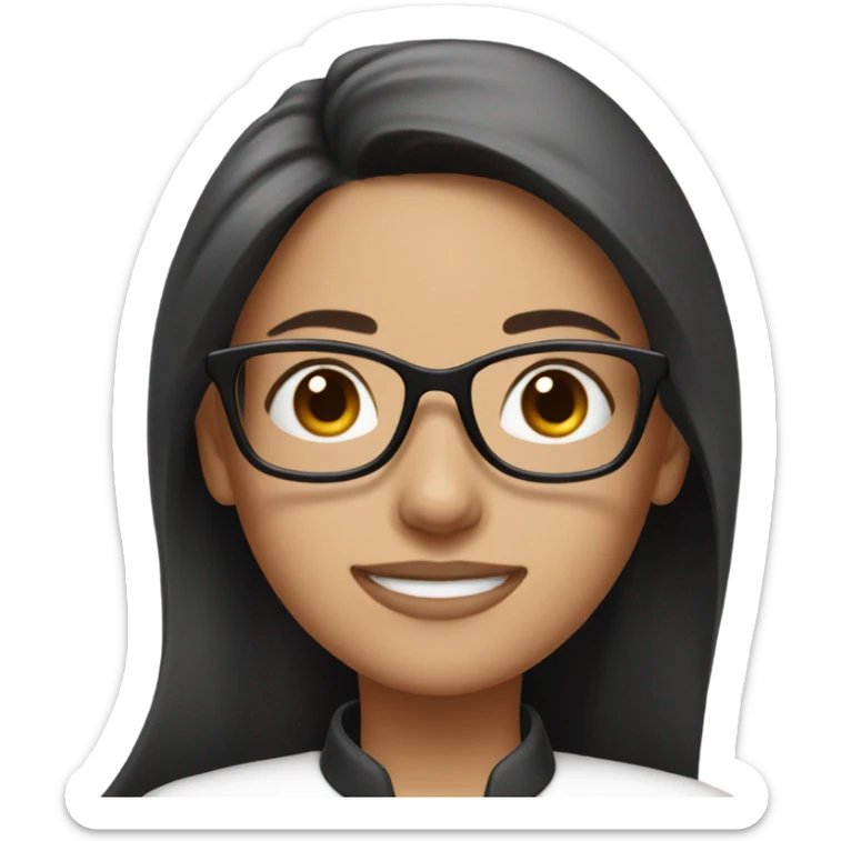 long brunette hair girl with black glasses and a pink chef outfit sticker