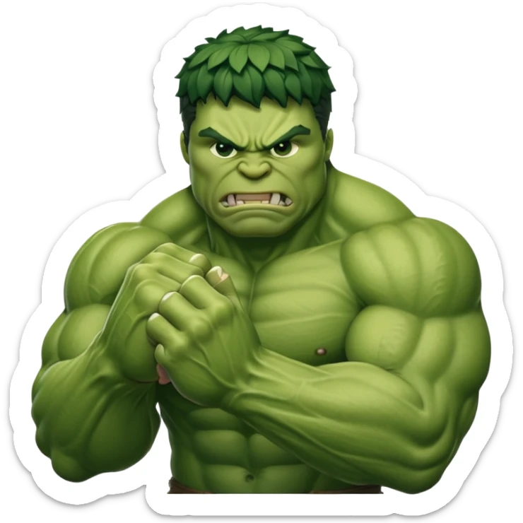 big muscular green cool hulks fist with 5 fingers sticker