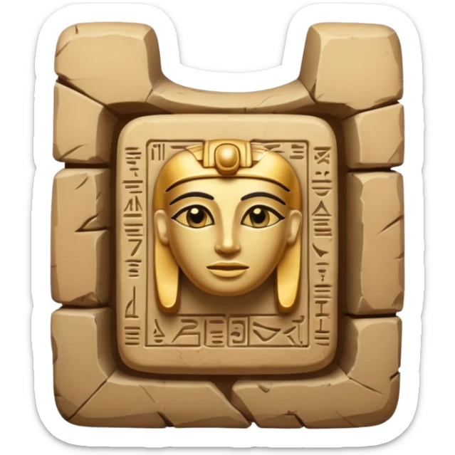 An emoji of an ancient Egyptian stone tablet with hieroglyphics carved on it.

 sticker