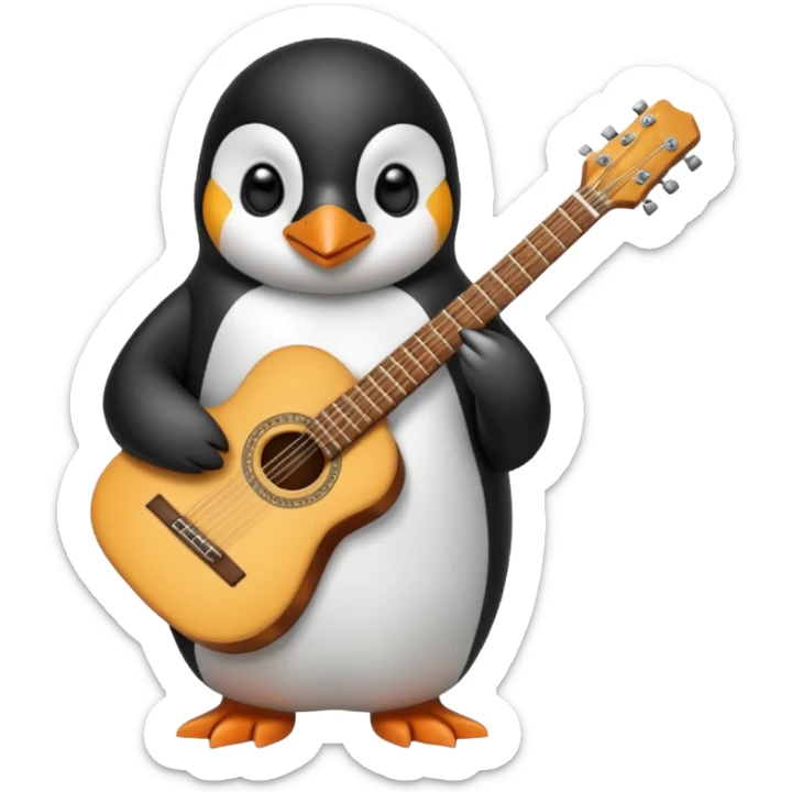 a penguin holding a guitar in tile iphone  sticker