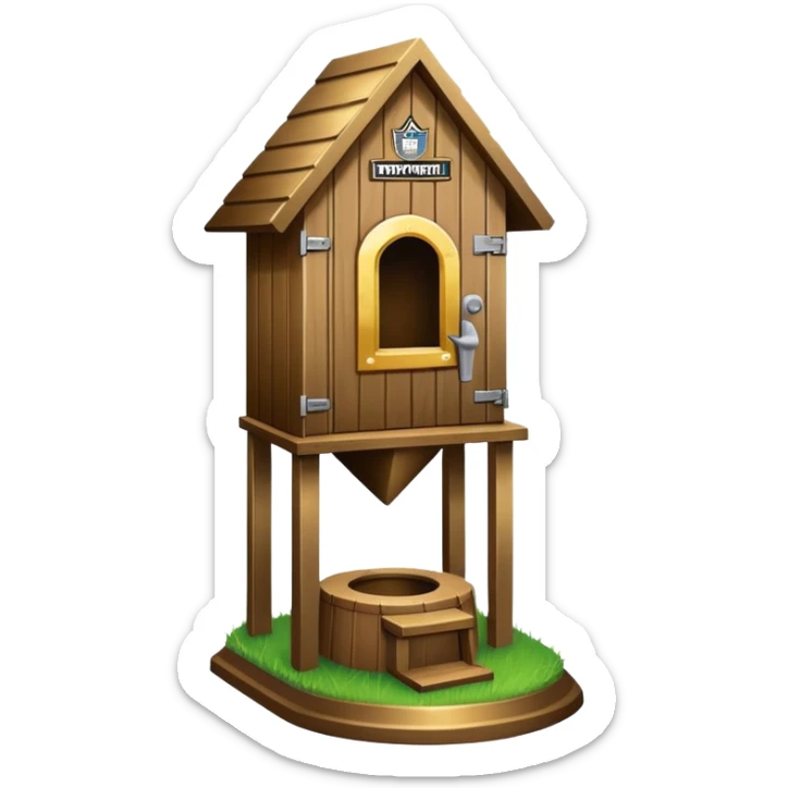 A "I STINK AT FANTASY FOOTBALL" trophy featuring an outhouse-shaped figure with legs on a metallic base - perfect for commemorating league losers.​​​​​​​​​​​​​​​​ sticker