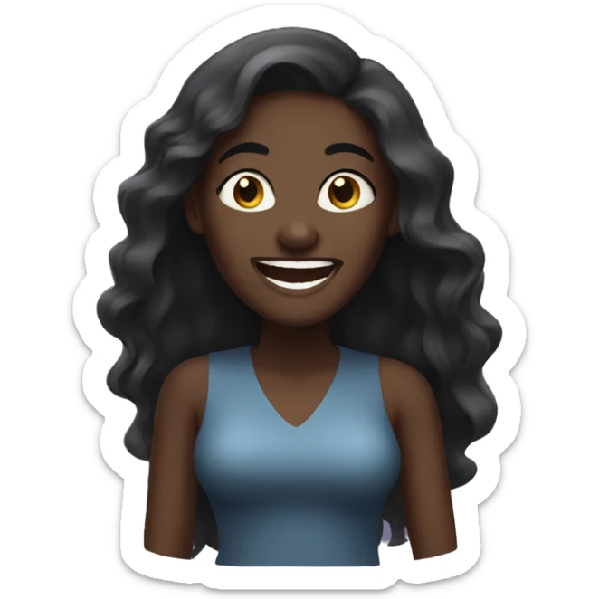 Dark skinned woman with long hair laughing  sticker