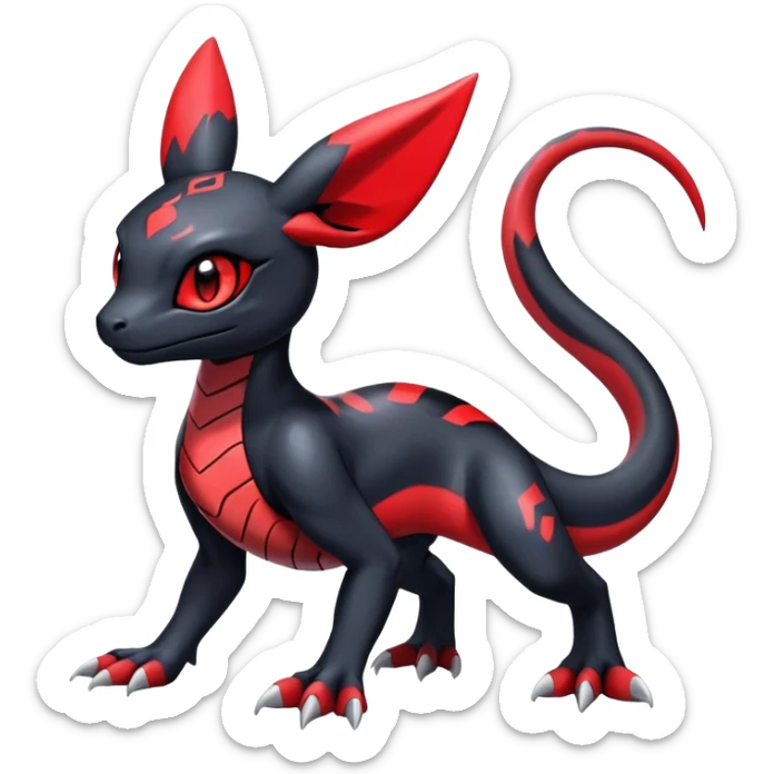 Cute Shiny Guilmon-Salandit-Umbreon-Fakémon-hybrid-creature (full body)  sticker