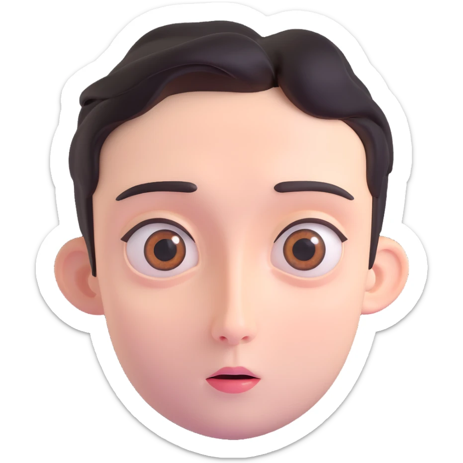 Pavel Durov as a clean 3D cartoon emoji, expressive face, high detail, soft lighting, white background, big eyes, simplified but recognizable facial features sticker