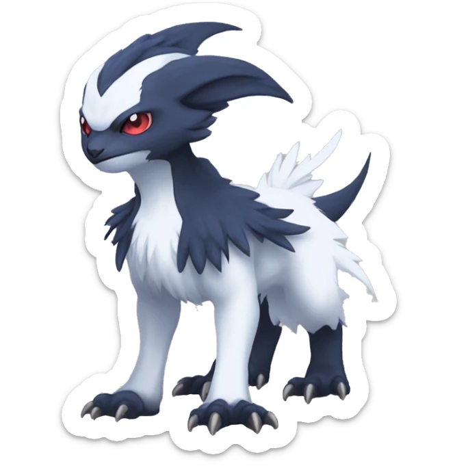 Edgy Cool Kawaii Baby Nargacuga-Absol-Pokémon Full Body Detailed High Quality sticker