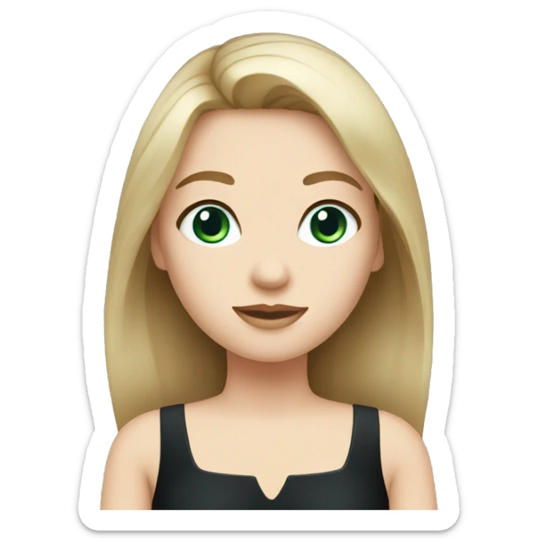 Girl with black dress and dark blonde hair hair and blue-green eyes and white skin sticker