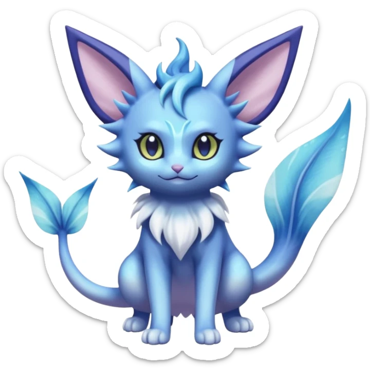 Espeon-Vaporeon-Meowstic-Fakémon-hybrid-creature (full body)  sticker
