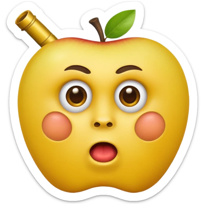 Hazme una carita redonda  amarilla de Apple con una pistola dentro de la boca sticker