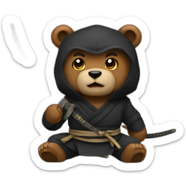 A ninja bear sticker