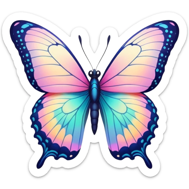 Shiny pastel colorful neon vibrant pale whitish bright Floral exotic tropical butterfly sticker