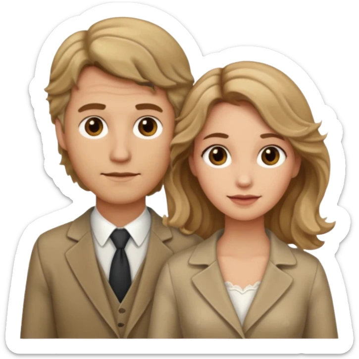 Married couple male dirty blonde hair and female brown wavy hair sticker