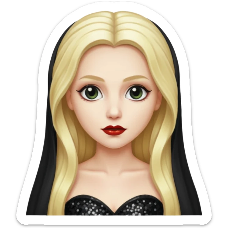 Bride of Dracula with long blonde hair, black sequin outfit sticker