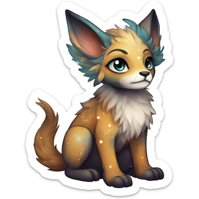 Cool cute Kawaii edgy fantasy animal sparkle fursona Fionbri creature by griffsnuff & LiLaiRa & Falvie full body sticker