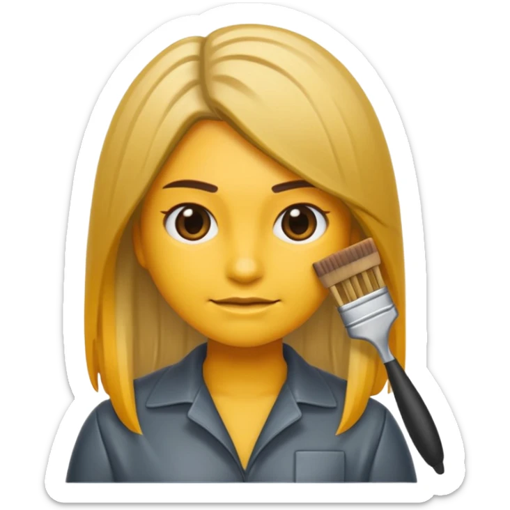 emoji de una persona que le estan haciendo mechas californianas con una brocha de tinte sticker