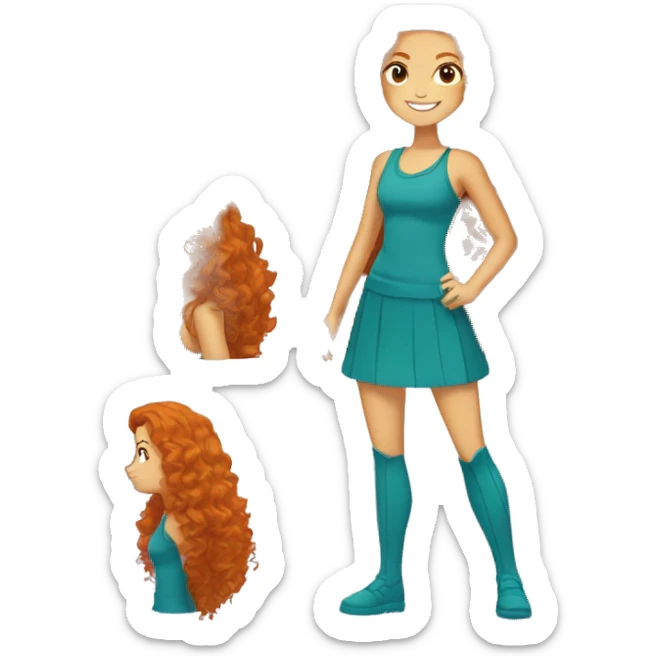 The girl with a long curly ginger hair in totally spies style full body  sticker