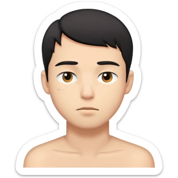 Short black haired male with one eye clearly closed, young man with short black hair closing one eye deliberately sticker