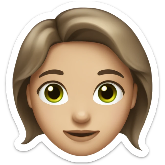 girl with medium length hair brown hair and green eyes sticker