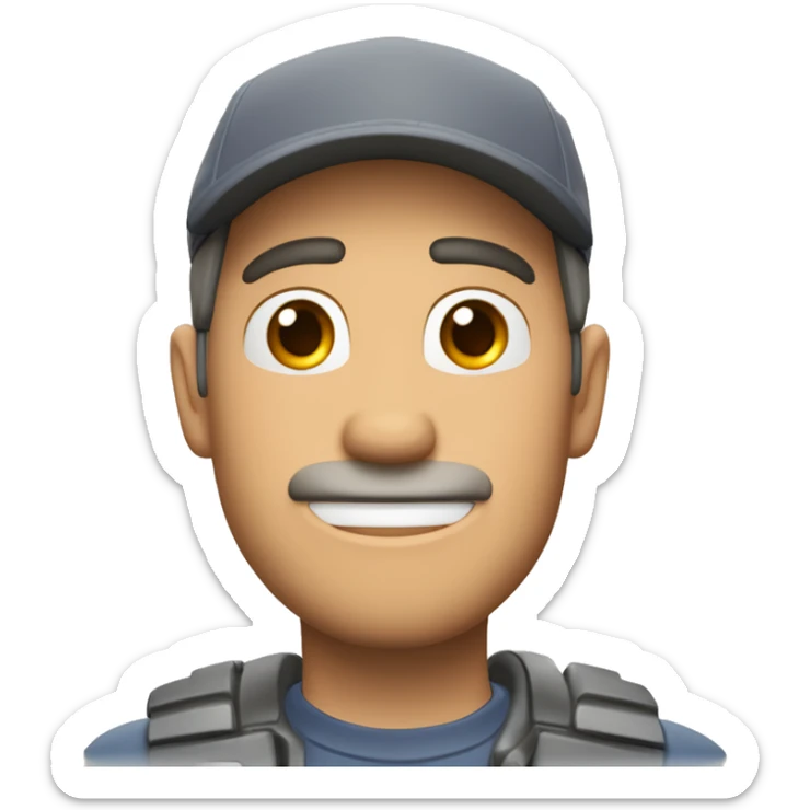 Hombre moreno, alto, delgado, calvo, de profesion mecanico automotriz, de pixar 3D sticker