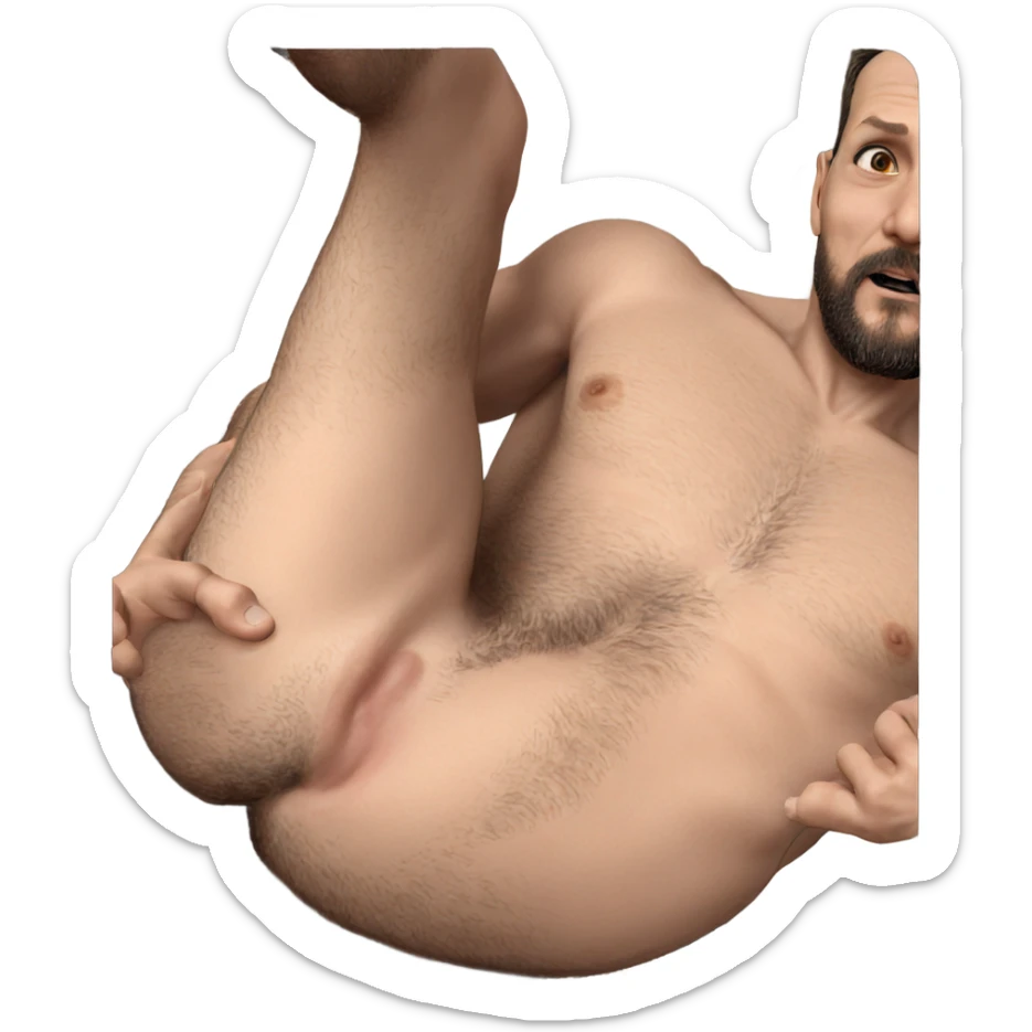 realistic nude man with beard sticker