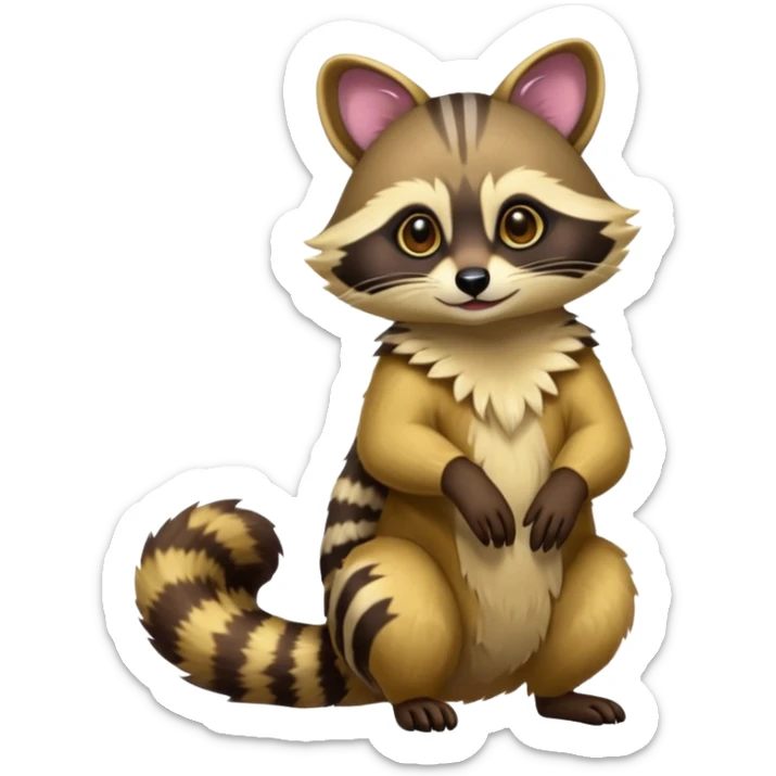 Colorful neon-colored exotic shiny beautiful fantasy-Cacomistle-tanuki-genet-oncilla-animal-hybrid (full body) sticker