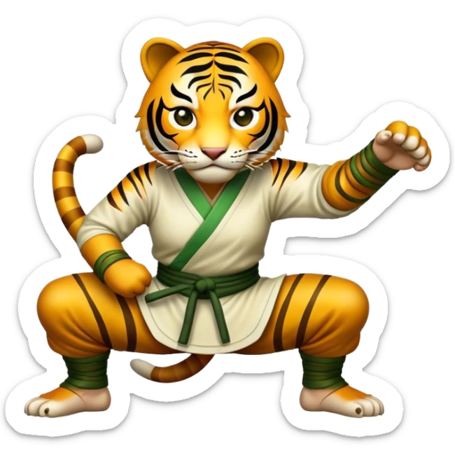 Cinematic Realistic Crouching Tiger, Hidden Dragon Pop Culture Emoji, showcasing a mystical portrayal of ancient martial arts rendered with dynamic textures and epic lighting. sticker