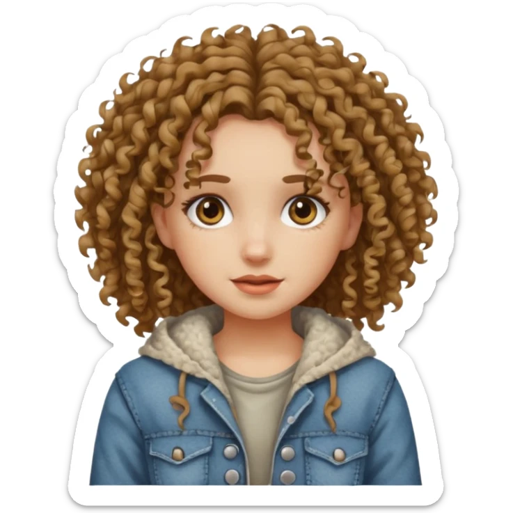 ios 18 emoji pretty girl with curly hair and poor clothes sticker
