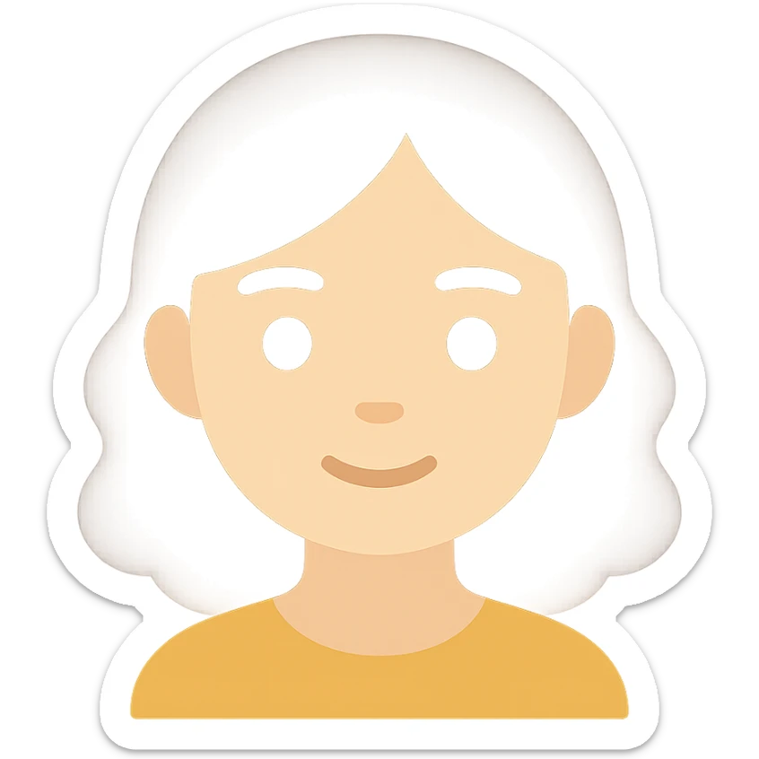 portrait of an Asian girl with medium brown wavy hair and brown eyes, paler skin tone, color icon style sticker