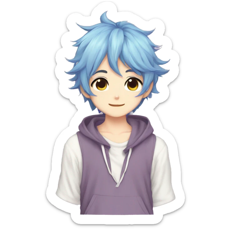 Shy Cute Attractive Sexy Gorgeous Kawaii Pastel Anime Catboy with pretty hair sticker